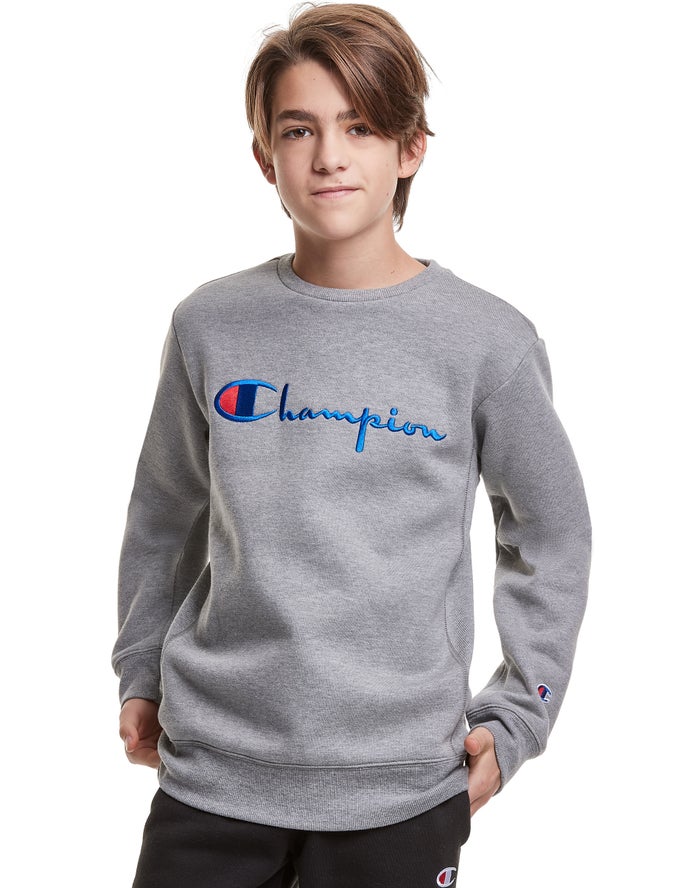 Champion Reverse Weave Fleece Crew Embroidered Logo Erkek Çocuk Sweatshirt Koyu Gri ( ABCMOI801 )